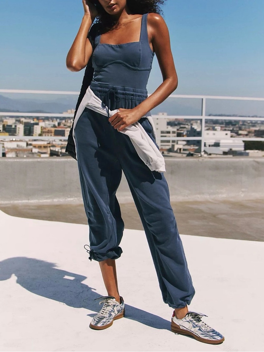 Free People Movement Inbond Women’s Blue Onesie Jumpsuit Size Medium NWT